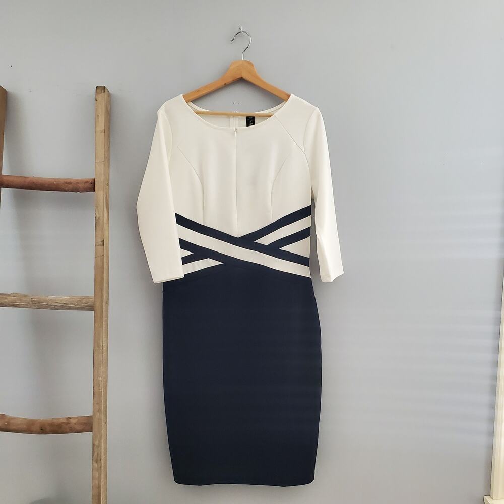 Vfshow Black & White Color Block Long Sleeve Dress Size XL